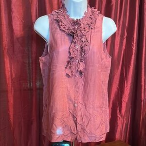 Women's Sleeveless Ruffle Blouse - Pink